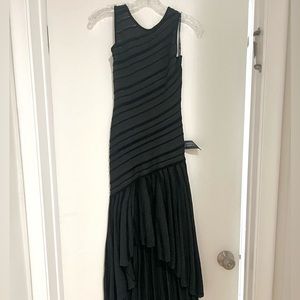 Herve Leger Black high-low dress with metallic threads
